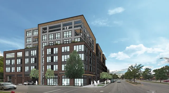 a front view of a building