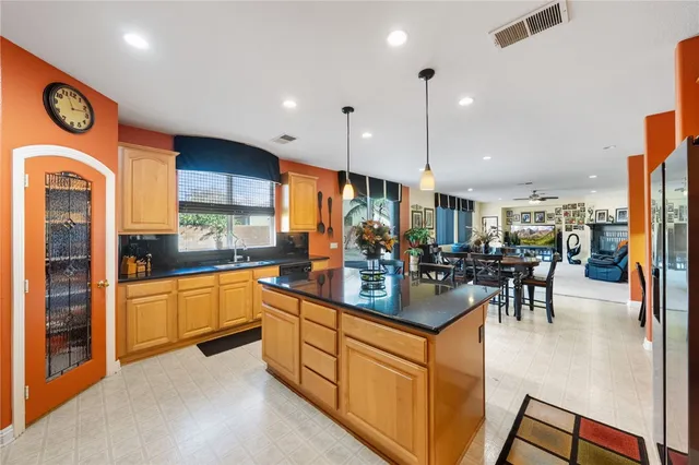 a kitchen with lots of counter top space