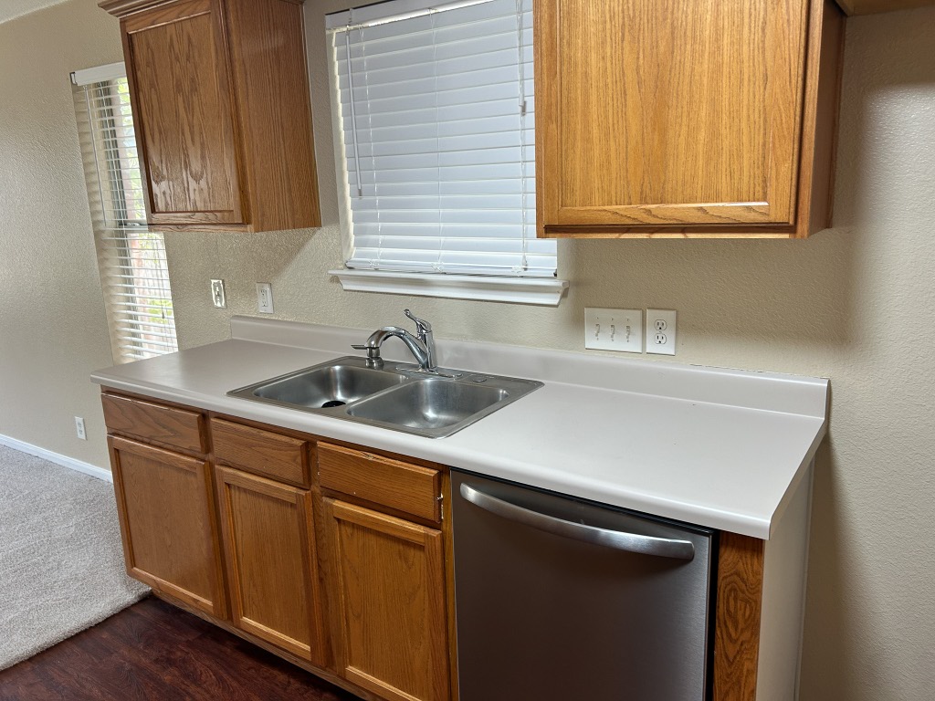 1604 Harness Race Way Pflugerville, TX 78660 - Photo 9 of 25 a kitchen with stainless steel appliances a sink dishwasher window and cabinets