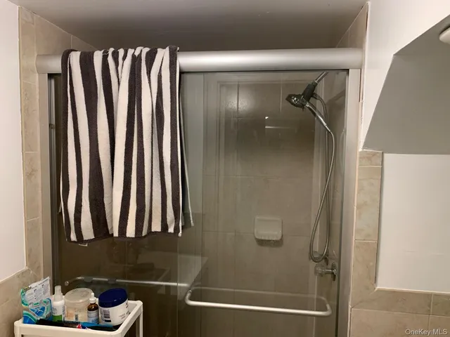 a bathroom with a bathtub