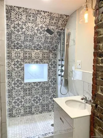a bathroom with a shower