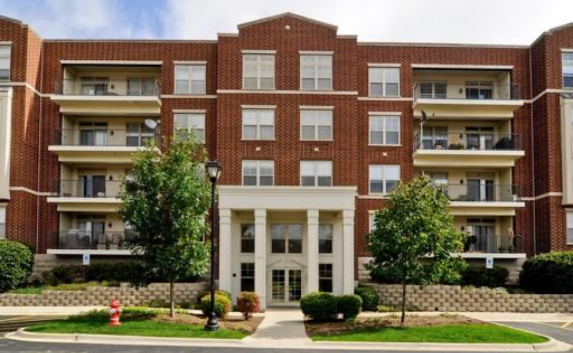 a front view of a building