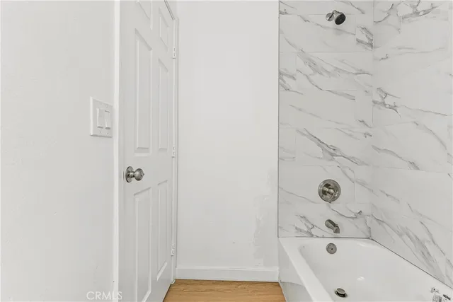 a bathroom with a bathtub