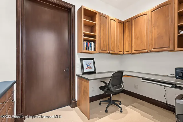 a view of workspace with refrigerator