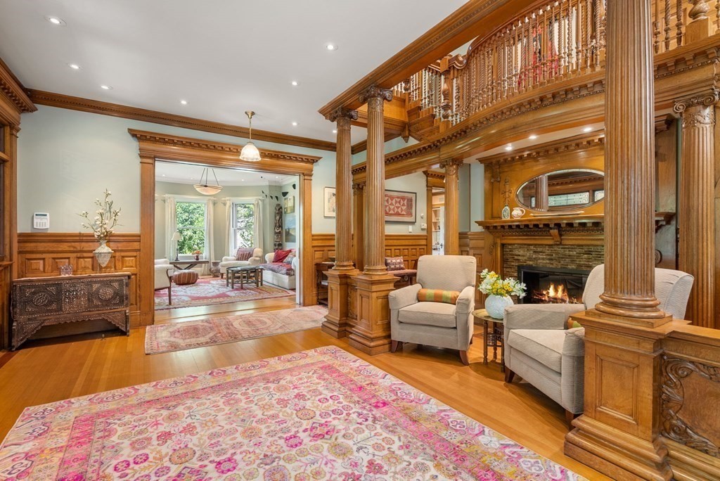 28 Monadnock Road Newton, MA 02467 - Photo 5 of 23 a living room with fireplace furniture and a rug
