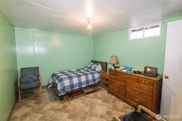 a room with a desk and chair