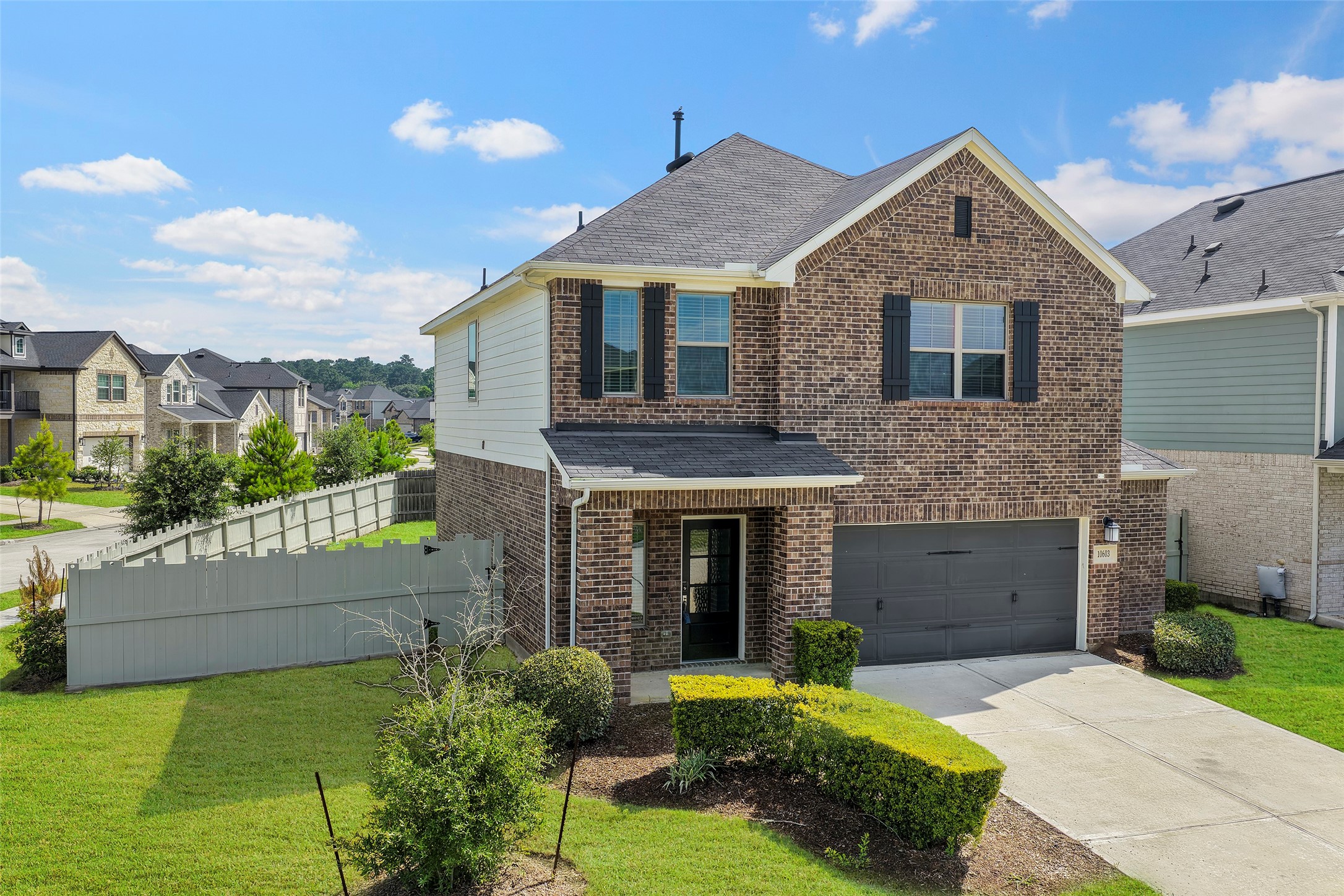 10603 Whitejacket Conroe, TX 77385 - Photo 1 of 42 Welcome to 10603 Whitejacket with a modern design, featuring a two-car garage and a well-maintained front yard. Located on a corner lot, it offers ample space and privacy with a fenced backyard. Perfect for families seeking a comfortable and stylish living space.