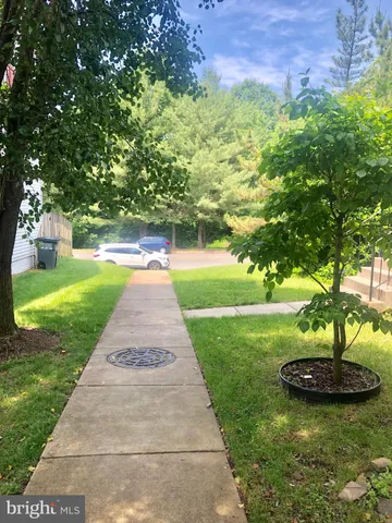 a view of a garden with a bench