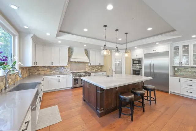 a view of outdoor dining space with a patio