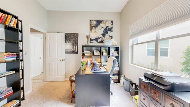 an aerial view of residential building and green space