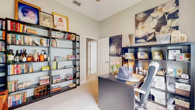 an aerial view of a house