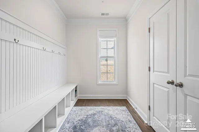 a hallway with windows