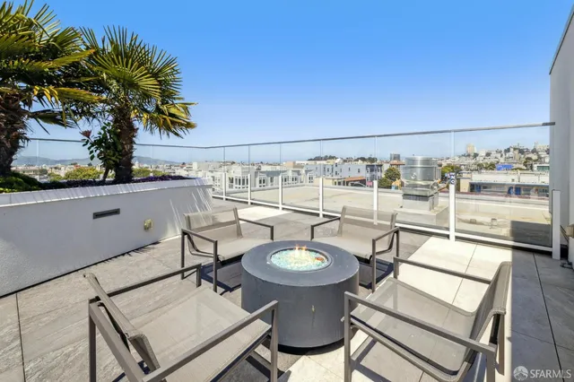a outdoor living space with furniture