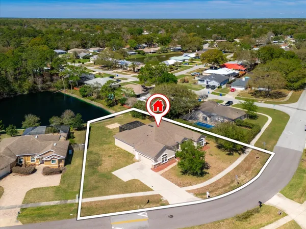 an aerial view of a house