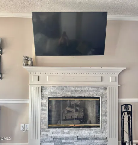 a close view of a fireplace