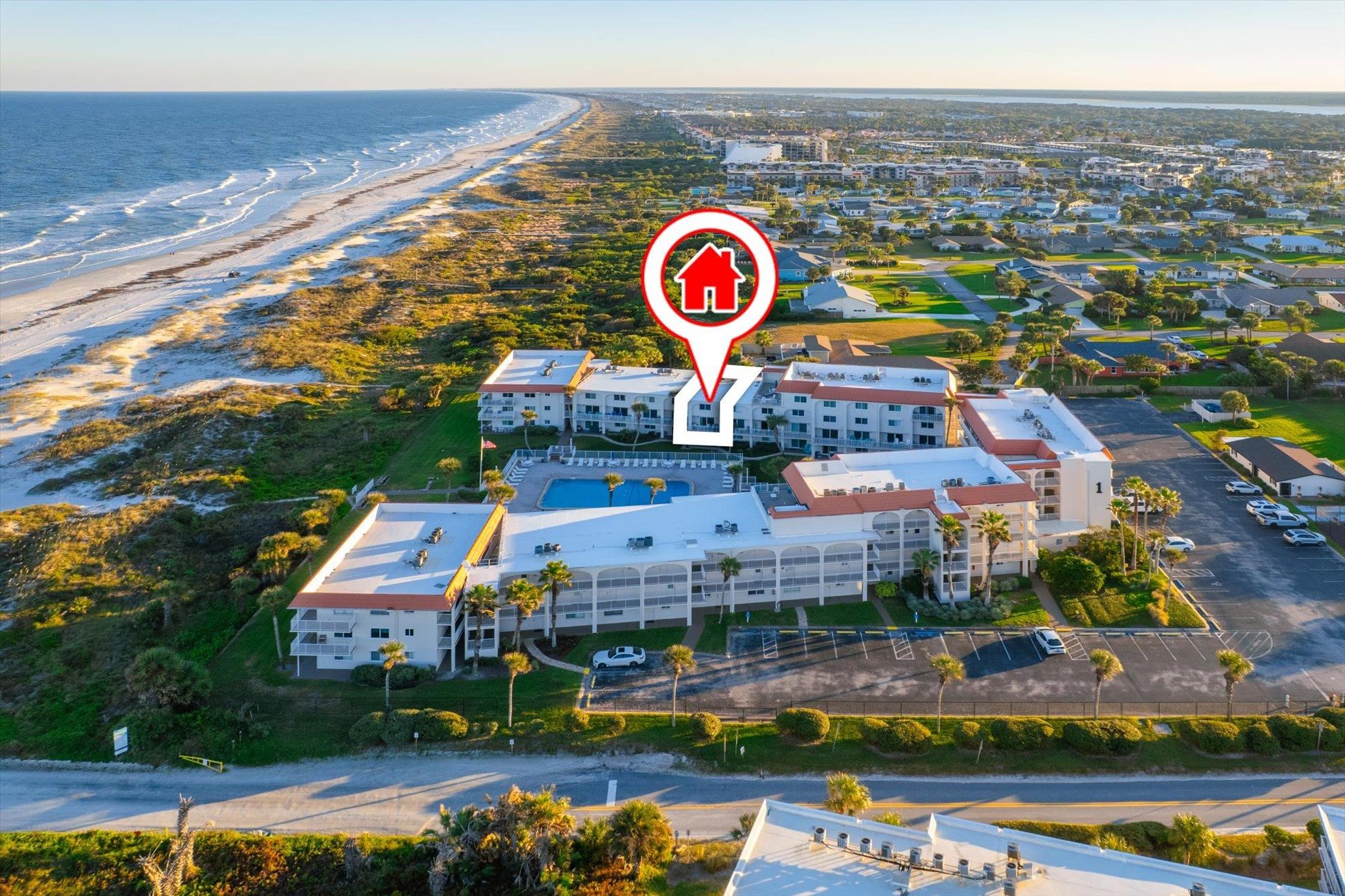 1 Ocean Trace Road, Unit 242 St. Augustine, FL 32080 - Photo 52 of 66 Bird's eye view of extended coastline and apartment complex
