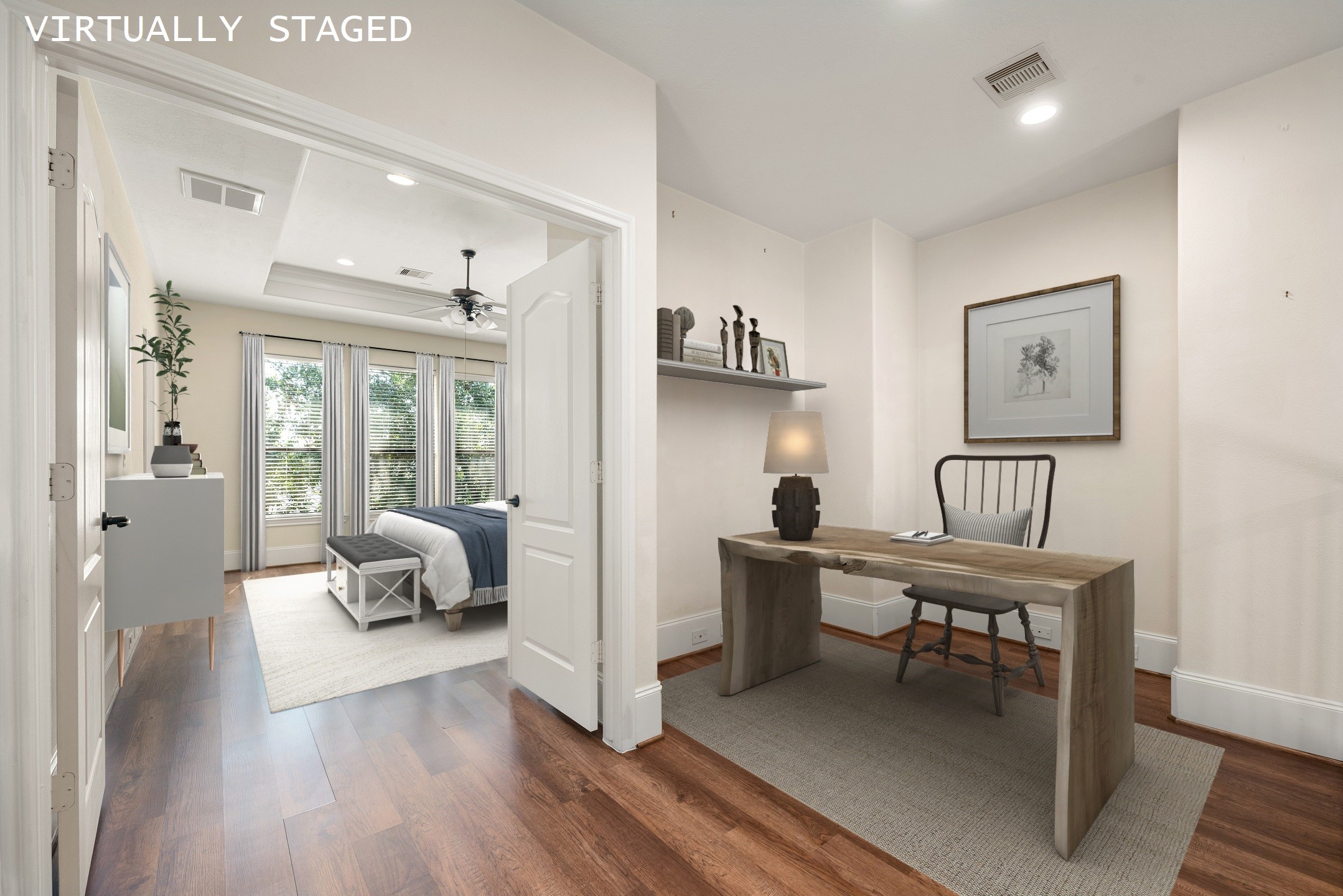 1353 Studer Street Houston, TX 77007 - Photo 16 of 35 a work room with furniture and wooden floor
