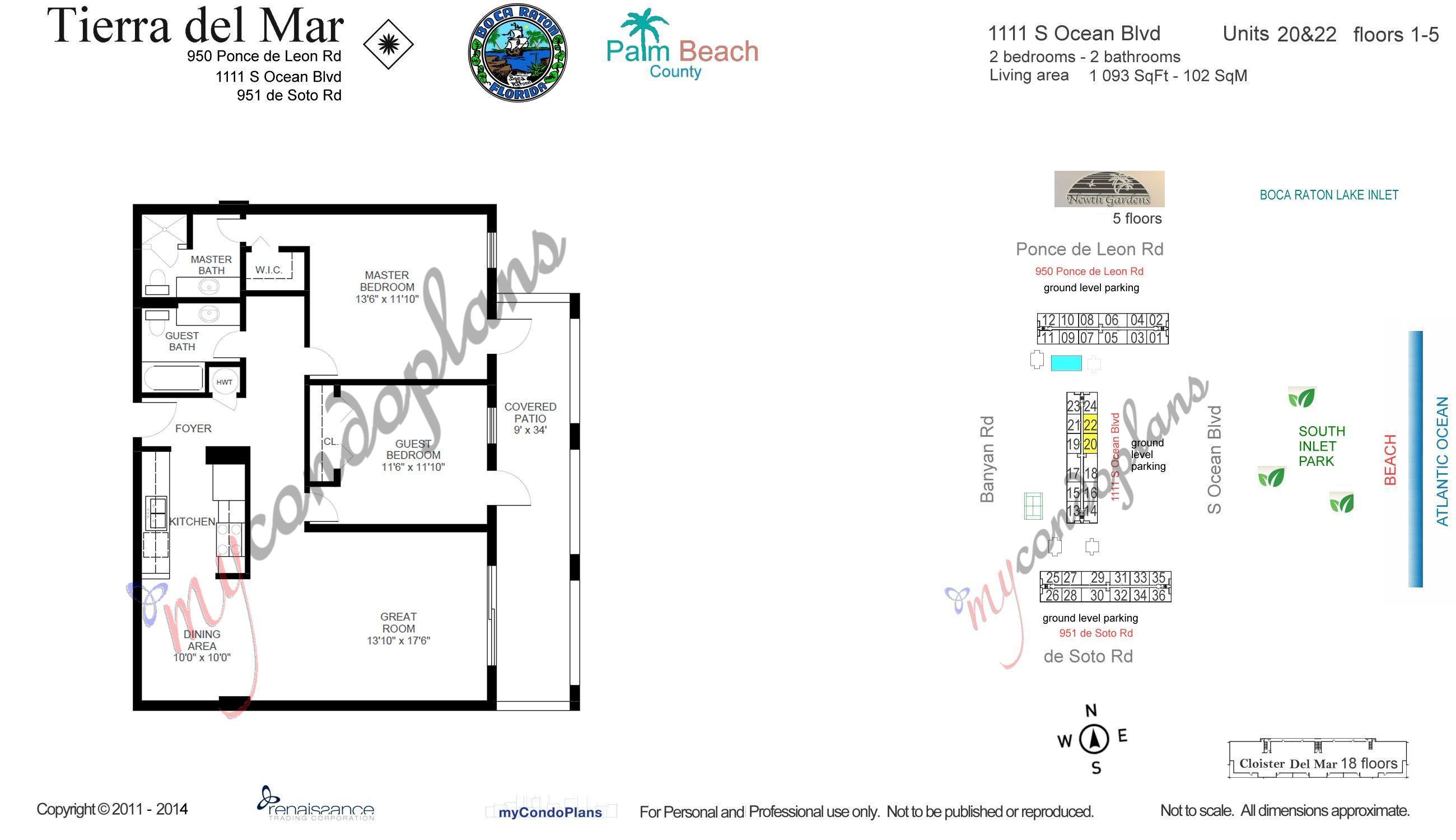 1111 South Ocean Boulevard, Unit 222 Boca Raton, FL 33432 - Photo 40 of 40 Floor Plan 5460327