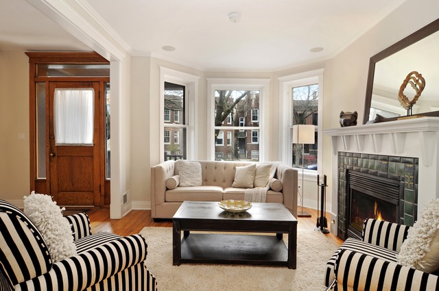 1457 West Rascher Avenue Chicago, IL 60640 - Photo 3 of 22 a living room with furniture and a fireplace