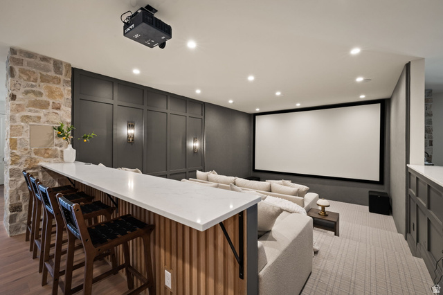478 South Maple Lakes Drive Mapleton, UT 84664 - Photo 33 of 51 Dedicated media room featuring a large projection screen and ceiling-mounted projector
