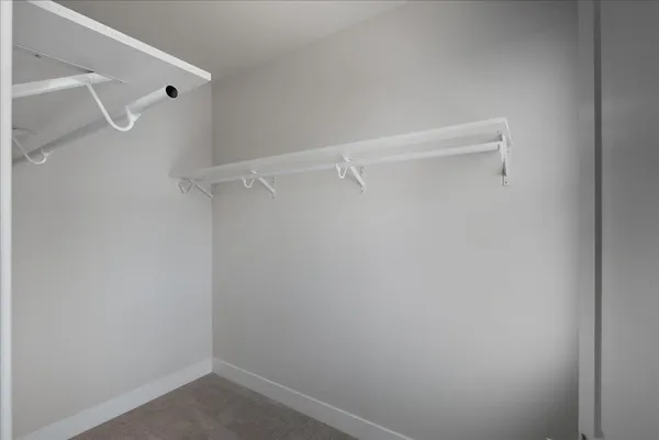 a view of a room with racks on the wall