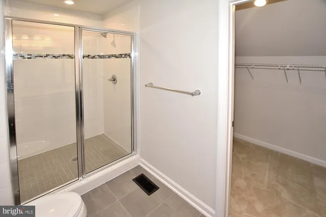 a view of a bathroom with a shower