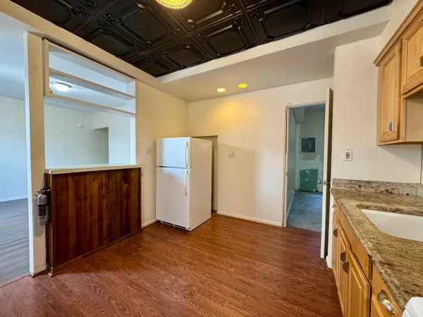 a view of a kitchen cabinets