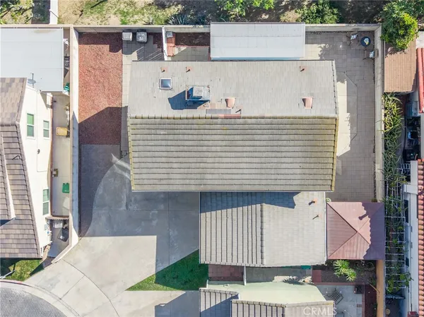a view of a backyard with sitting area