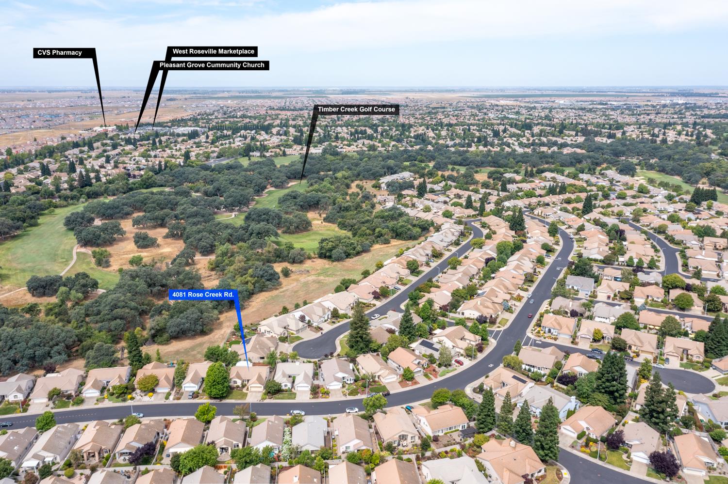 4081 Rose Creek Road Roseville, CA 95747 - Photo 47 of 52 an aerial view of a city
