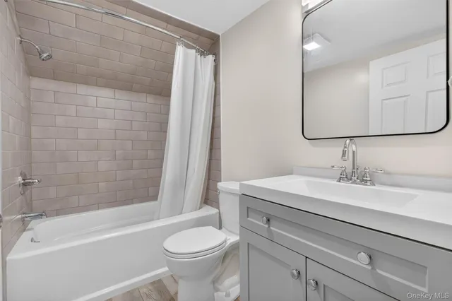 a bathroom with a sink a toilet and bathtub