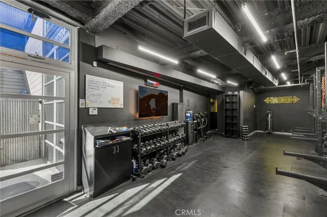 a view of a room with gym equipment