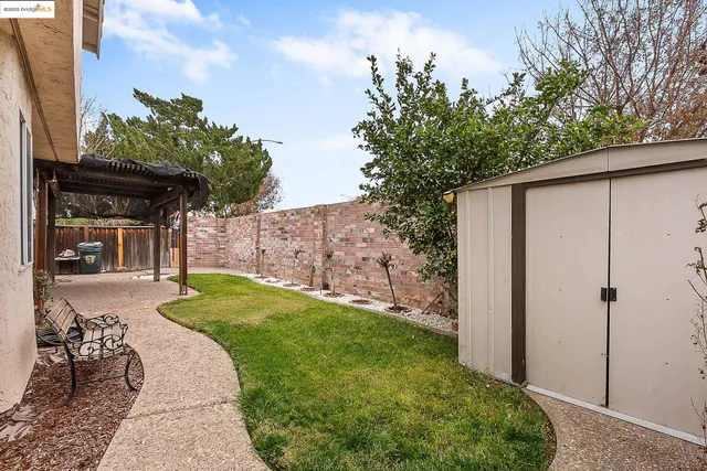 a front view of a house with patio