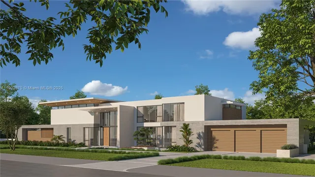 a front view of a house with a yard and a garage