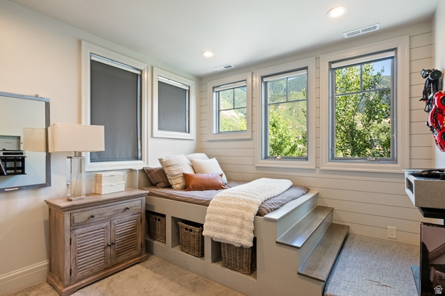 3 Carriagewood Cove, Unit 1088 Sandy, UT 84092 - Photo 46 of 79 Built-in platform bed with integrated storage, wood-finish steps, multiple windows, recessed lighting, and shiplap wall detailing