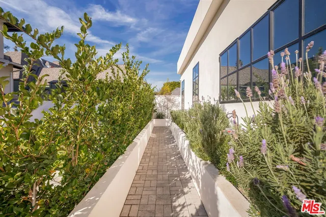 a view of a garden with pathway