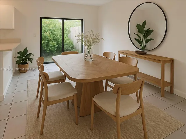 a dining room with a table and chairs