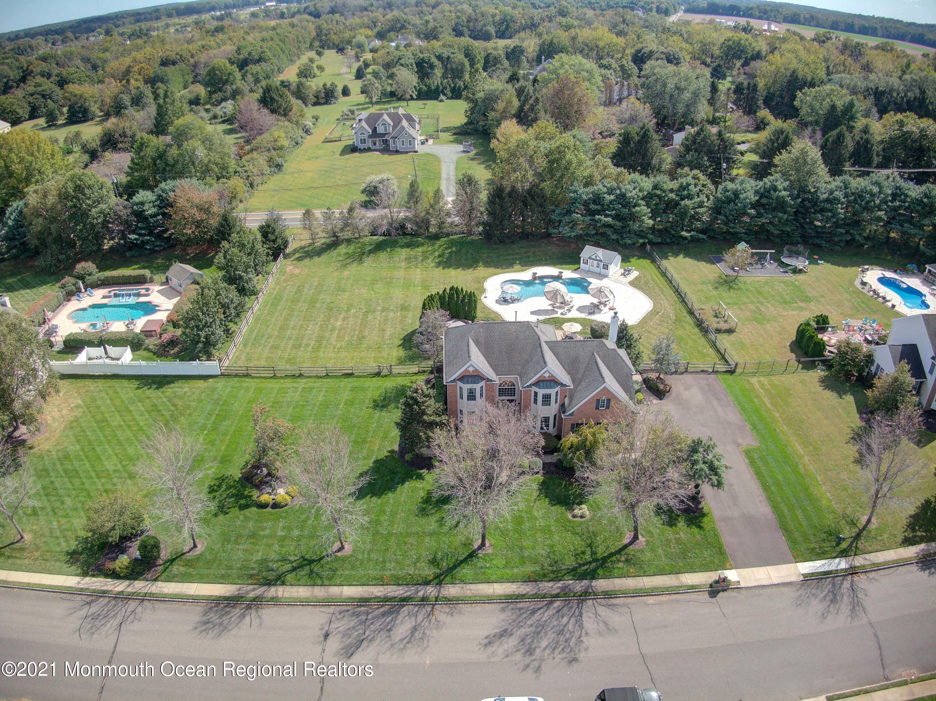 5 Michael Drive Cream Ridge, NJ 08514 - Photo 48 of 69 an aerial view of residential houses with outdoor space and swimming pool