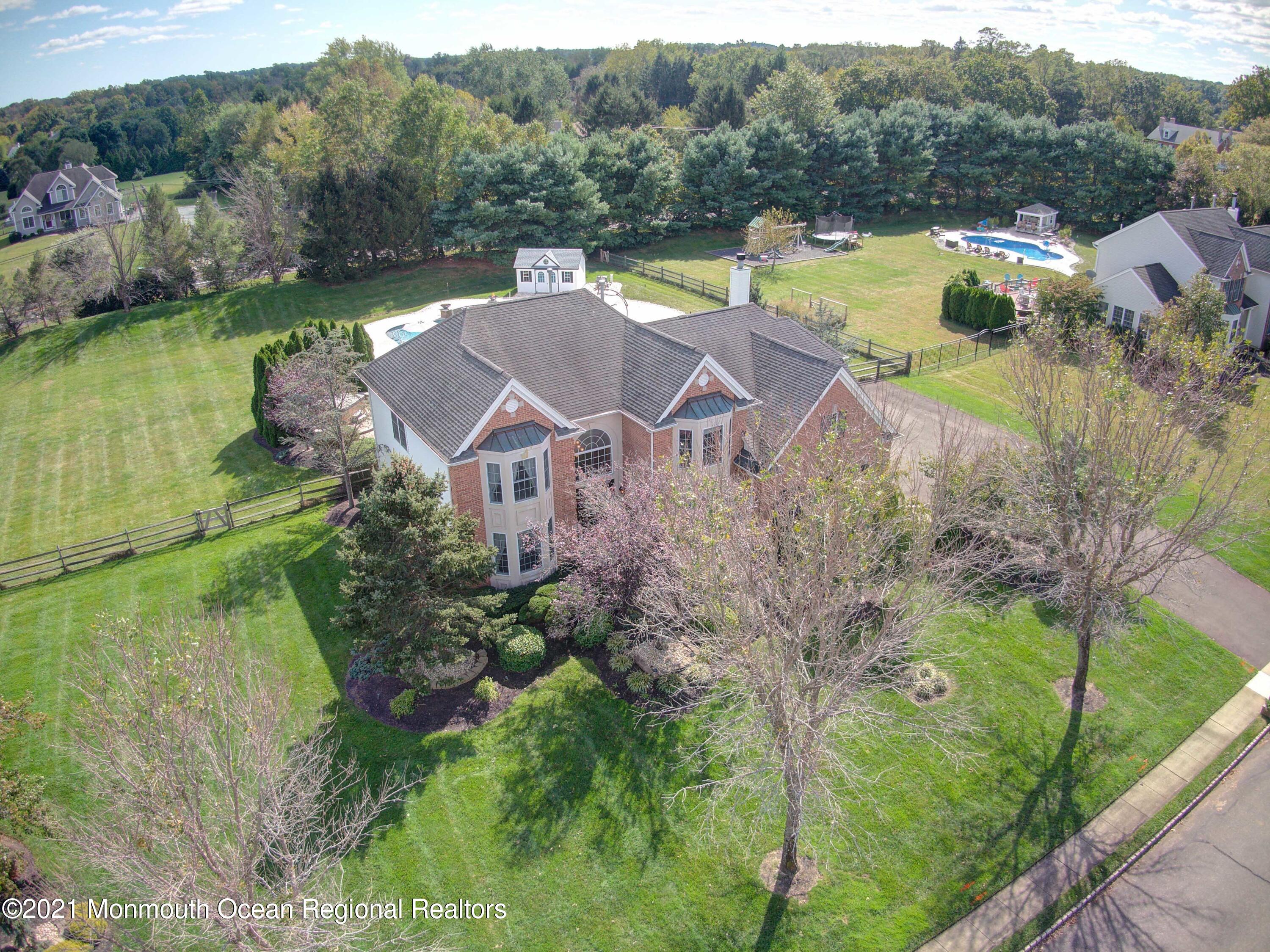 5 Michael Drive Cream Ridge, NJ 08514 - Photo 68 of 69 an aerial view of house with outdoor space and swimming pool