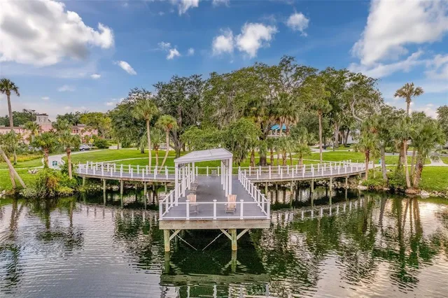 a view of a swimming pool with an ocean view