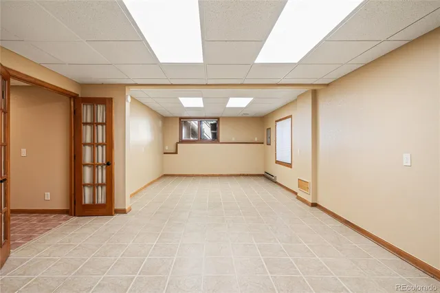 a view of outdoor space with garden and trees