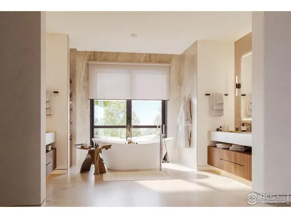 a bathroom with a tub and shower