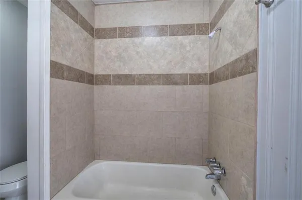 a bathroom with a bathtub