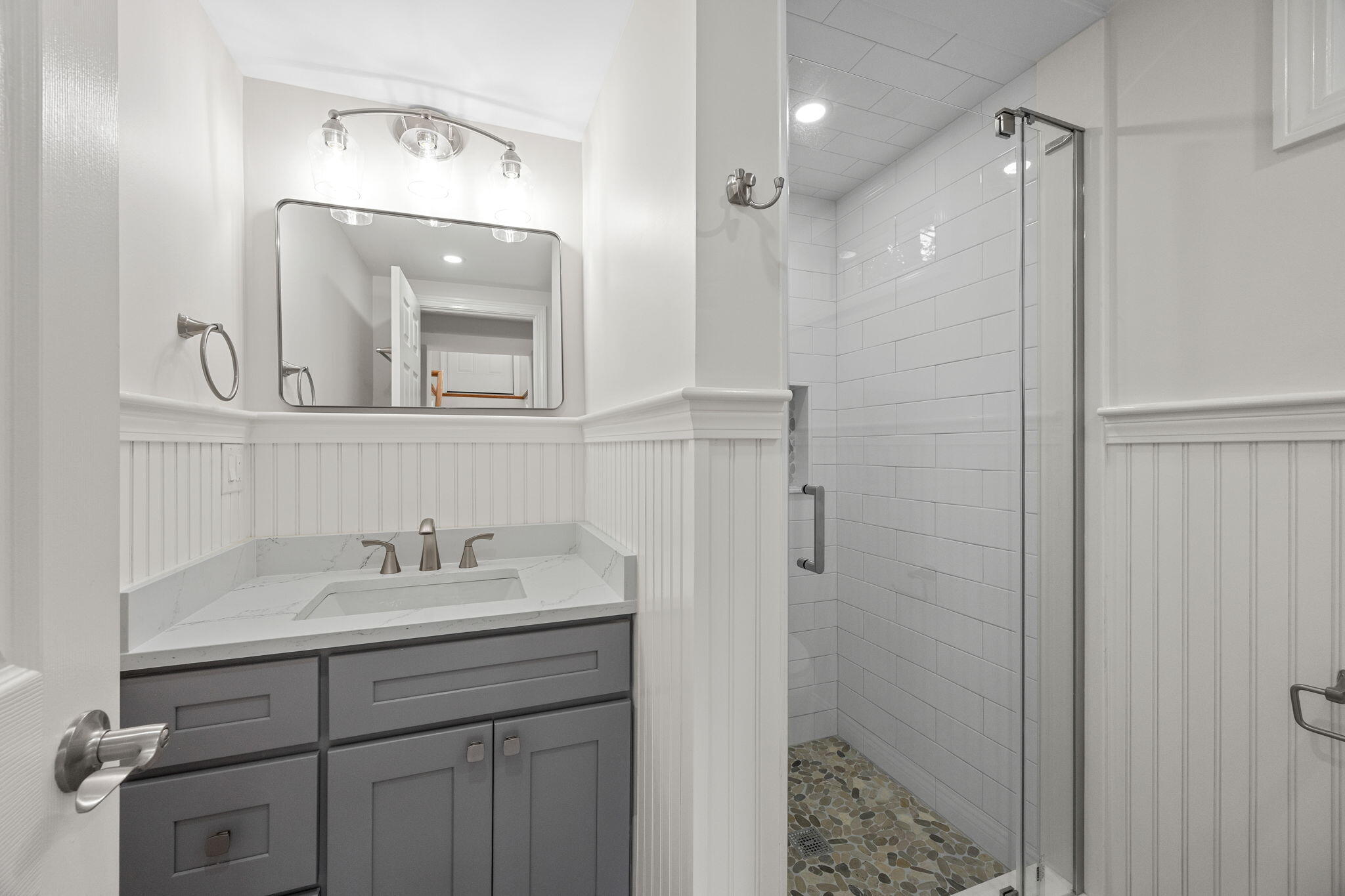 28 Vandermint Lane Hyannis, MA 02601 - Photo 34 of 47 a bathroom with a sink vanity and mirror