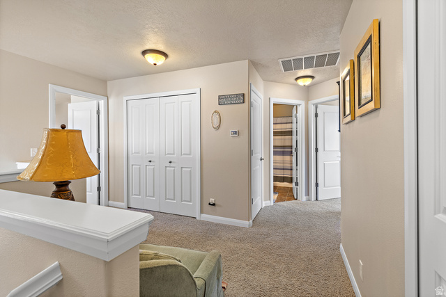 2484 Manzoni Road Santa Clara, UT 84765 - Photo 4 of 27 Hallway with light colored carpet and a textured ceiling