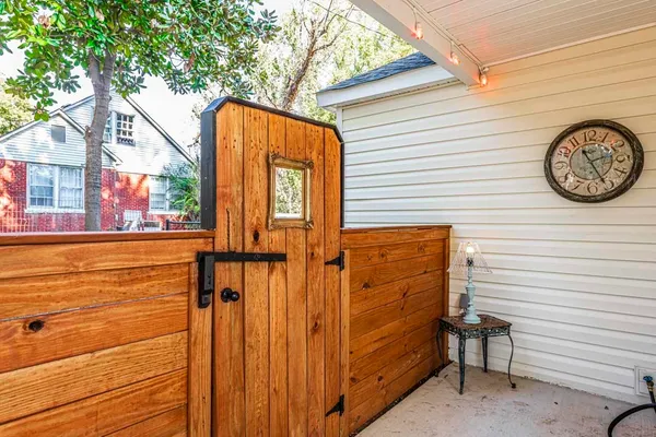 a view of a wooden door