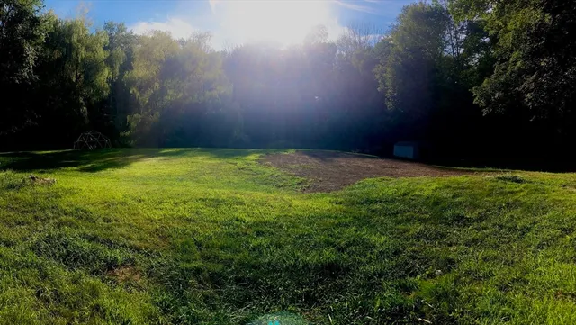 a backyard of a house with lots of green space