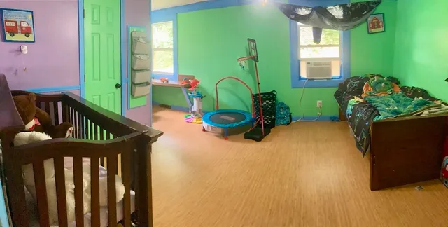 a view of a porch with furniture