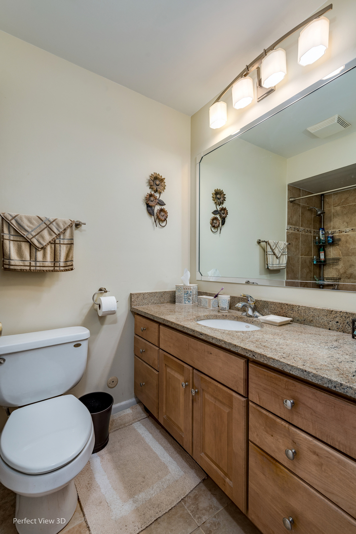 586 Siems Circle Roselle, IL 60172 - Photo 19 of 25 a bathroom with a granite countertop toilet sink and mirror