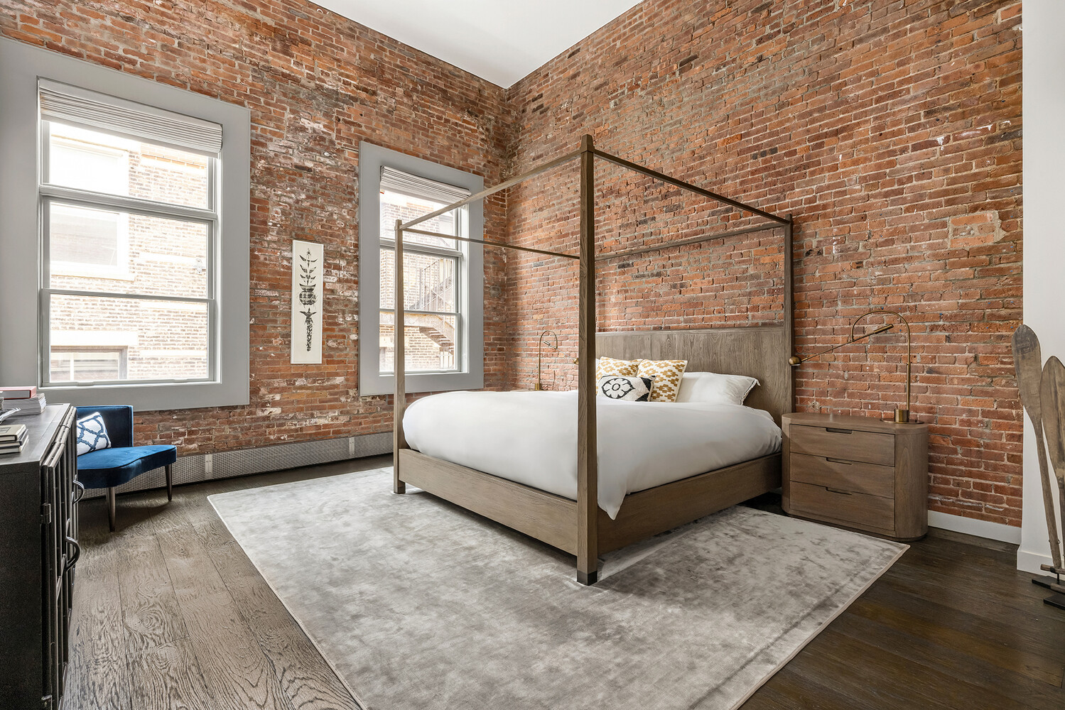 58 Walker Street, Unit PH Manhattan, NY 10013 - Photo 13 of 18 a bedroom with a bed and wooden floor