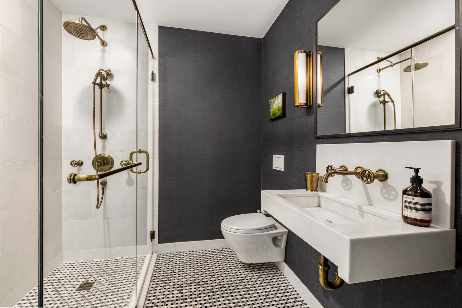 58 Walker Street, Unit PH Manhattan, NY 10013 - Photo 16 of 18 a bathroom with a sink toilet and shower